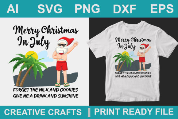 Christmas in July T-Shirt Design Drink Graphics and Print Templates