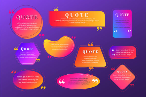 Quote Blank Frame Vector Template Set: Graphics & Graphic Templates